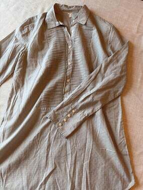 J.Crew Blue Striped Pintuck Pleated Popover Tunic Shirt Dress